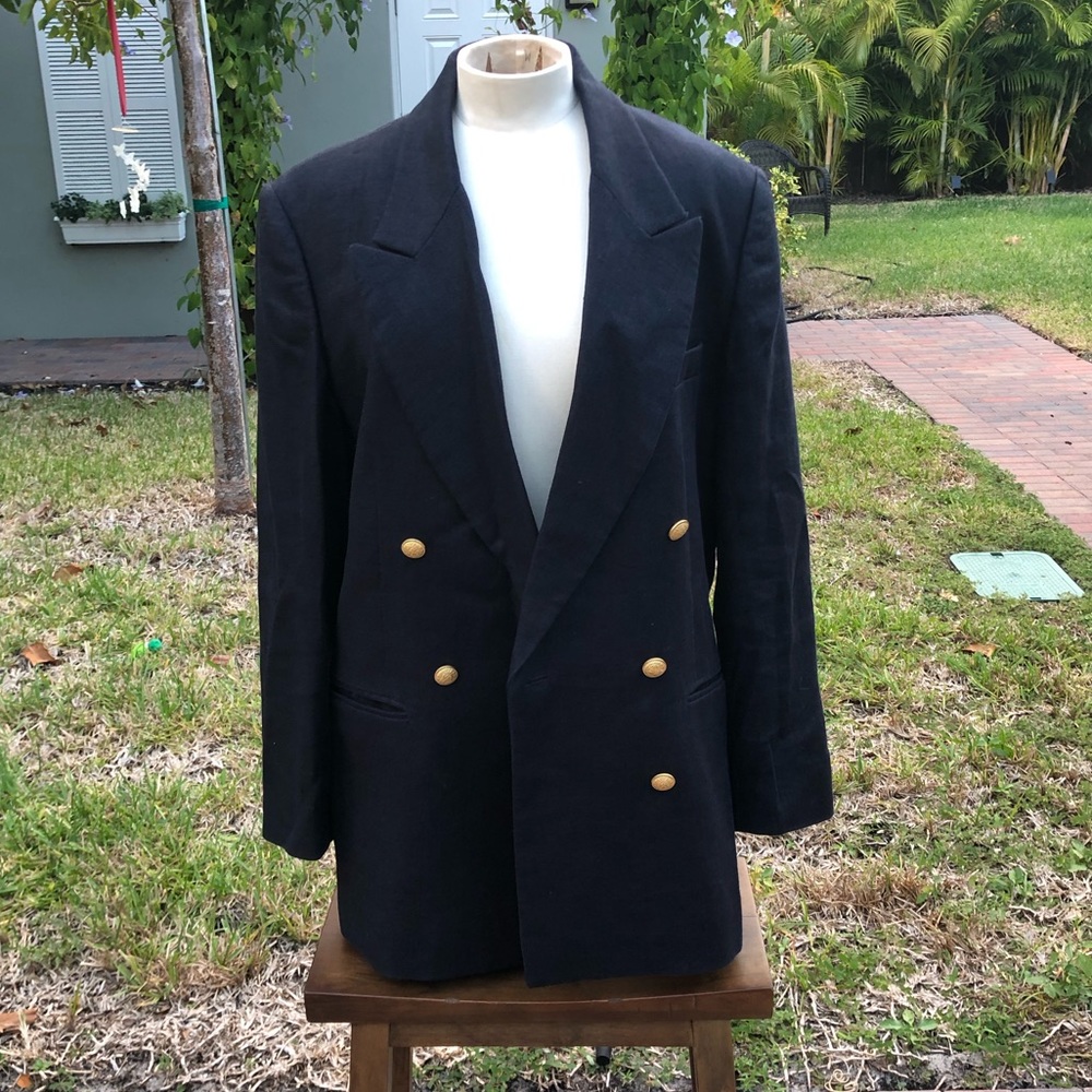 The J. Peterman Company Navy Linen Blazer